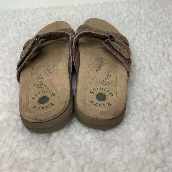 Earth Origins Size 6M Sandals Women's Selbe Slide Brown Suede Welltek Comfort - Picture 2 of 6